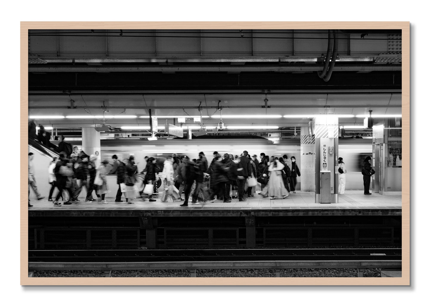 Framed photograph of Rush Hour In Tokyo by Dylan Ozanich, Maple frame, Full Bleed