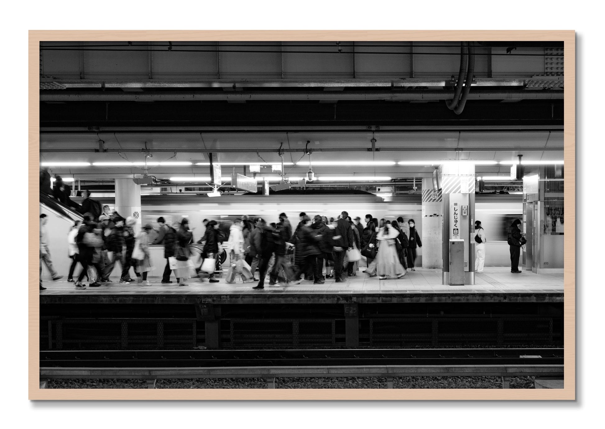 Framed photograph of Rush Hour In Tokyo by Dylan Ozanich, Maple frame, Full Bleed