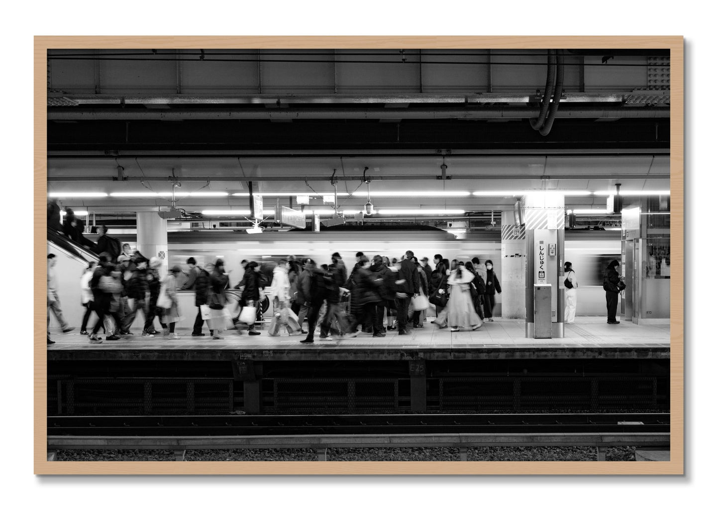 Framed photograph of Rush Hour In Tokyo by Dylan Ozanich, Oak frame, Full Bleed