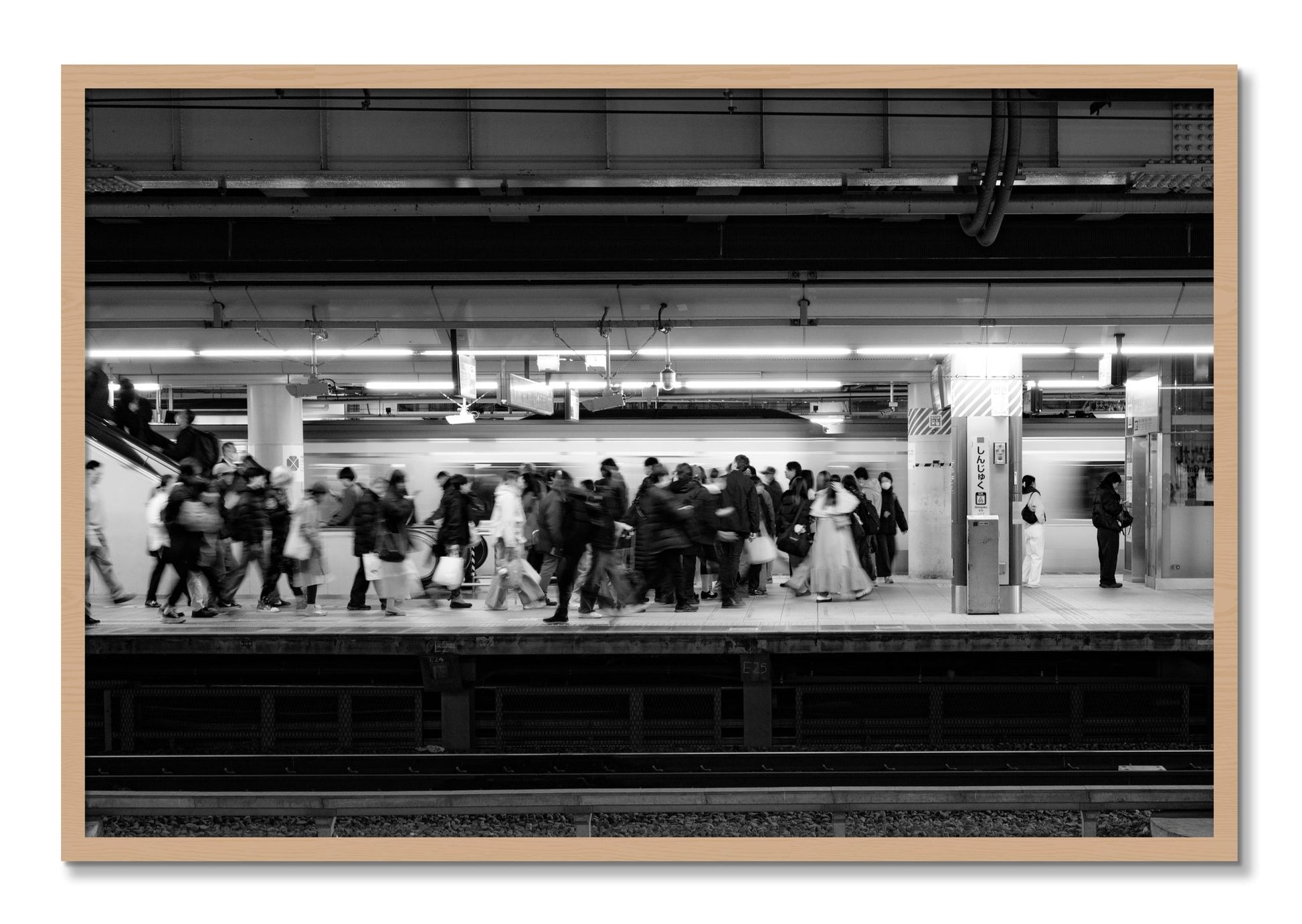 Framed photograph of Rush Hour In Tokyo by Dylan Ozanich, Oak frame, Full Bleed
