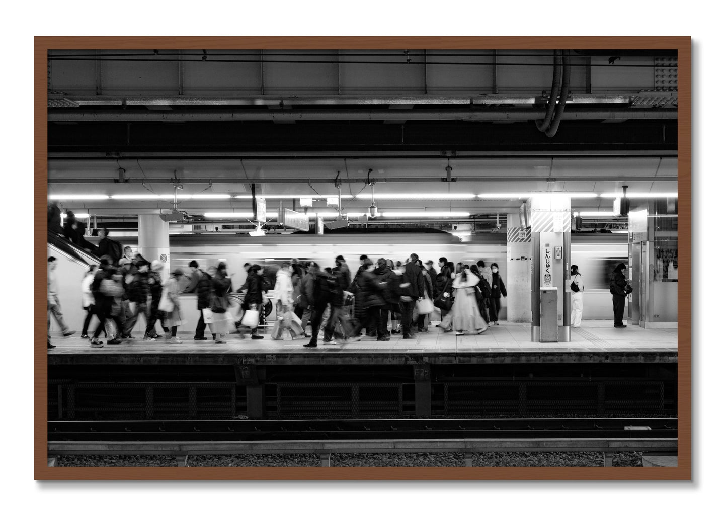 Framed photograph of Rush Hour In Tokyo by Dylan Ozanich, Walnut frame, Full Bleed