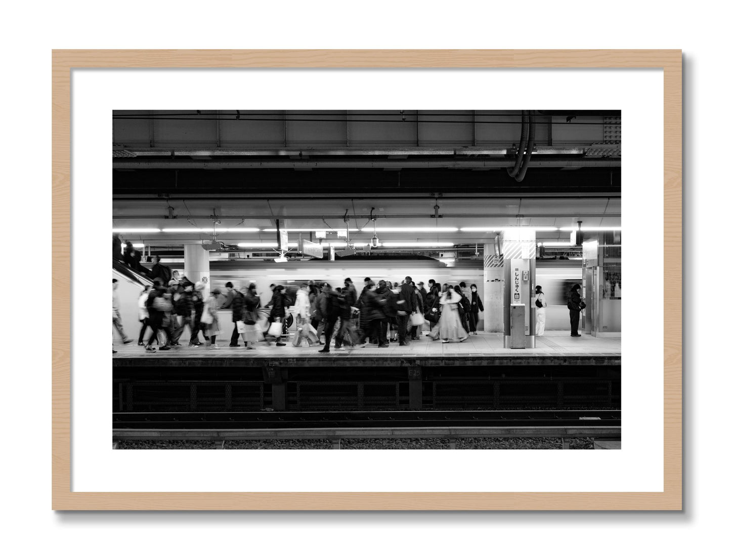 Framed photograph of Rush Hour In Tokyo by Dylan Ozanich, Oak frame, Borders