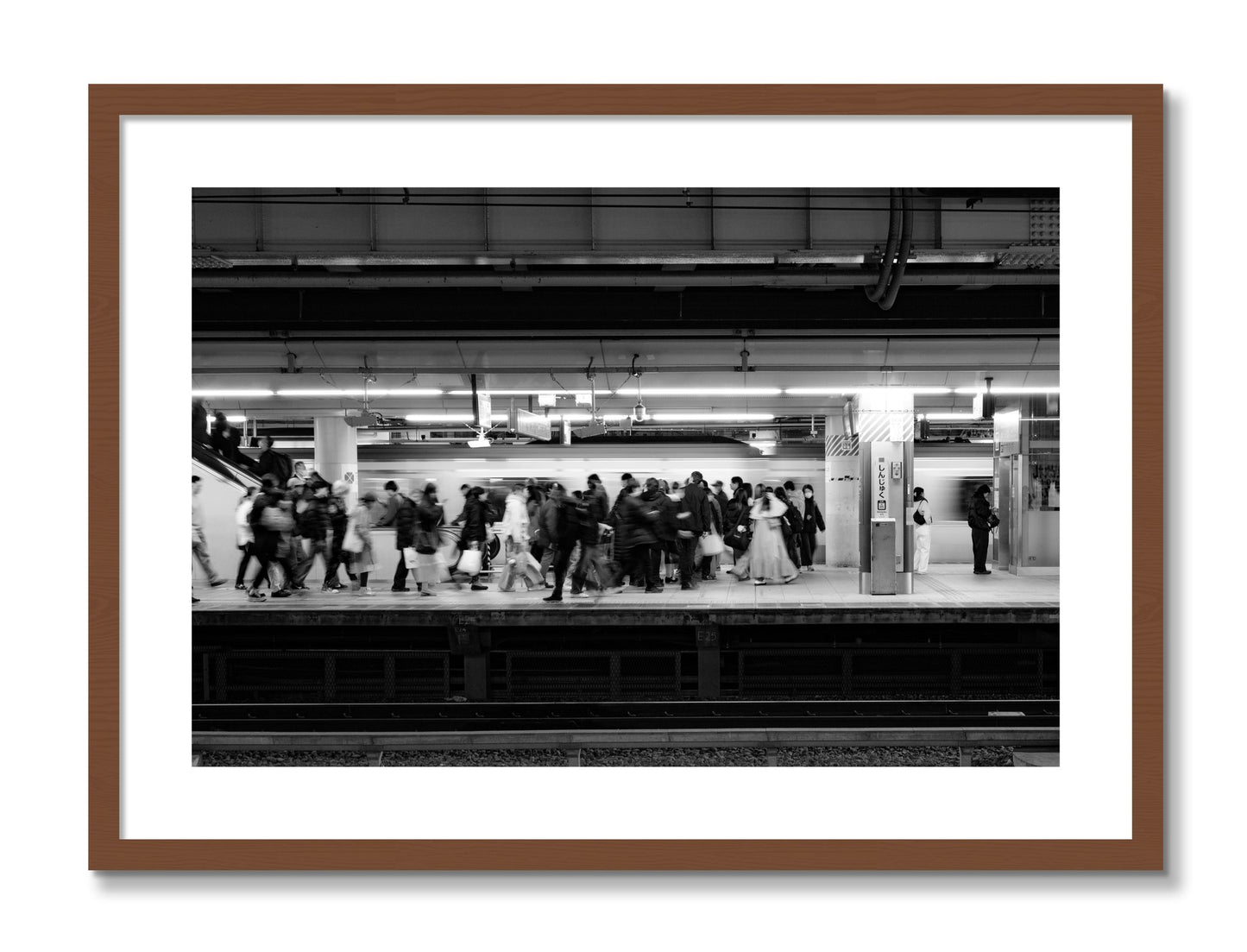 Framed photograph of Rush Hour In Tokyo by Dylan Ozanich, Walnut frame, Borders
