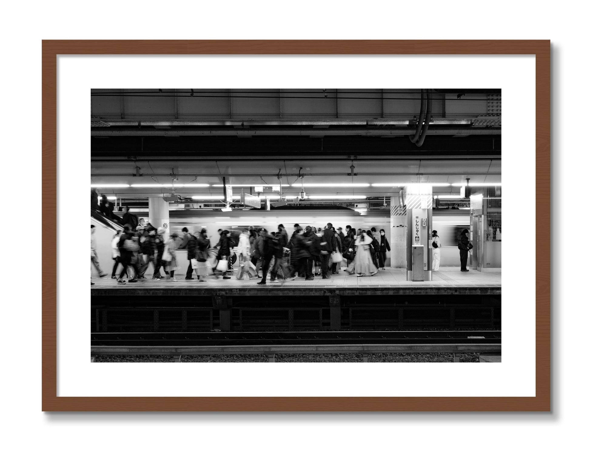 Framed photograph of Rush Hour In Tokyo by Dylan Ozanich, Walnut frame, Borders