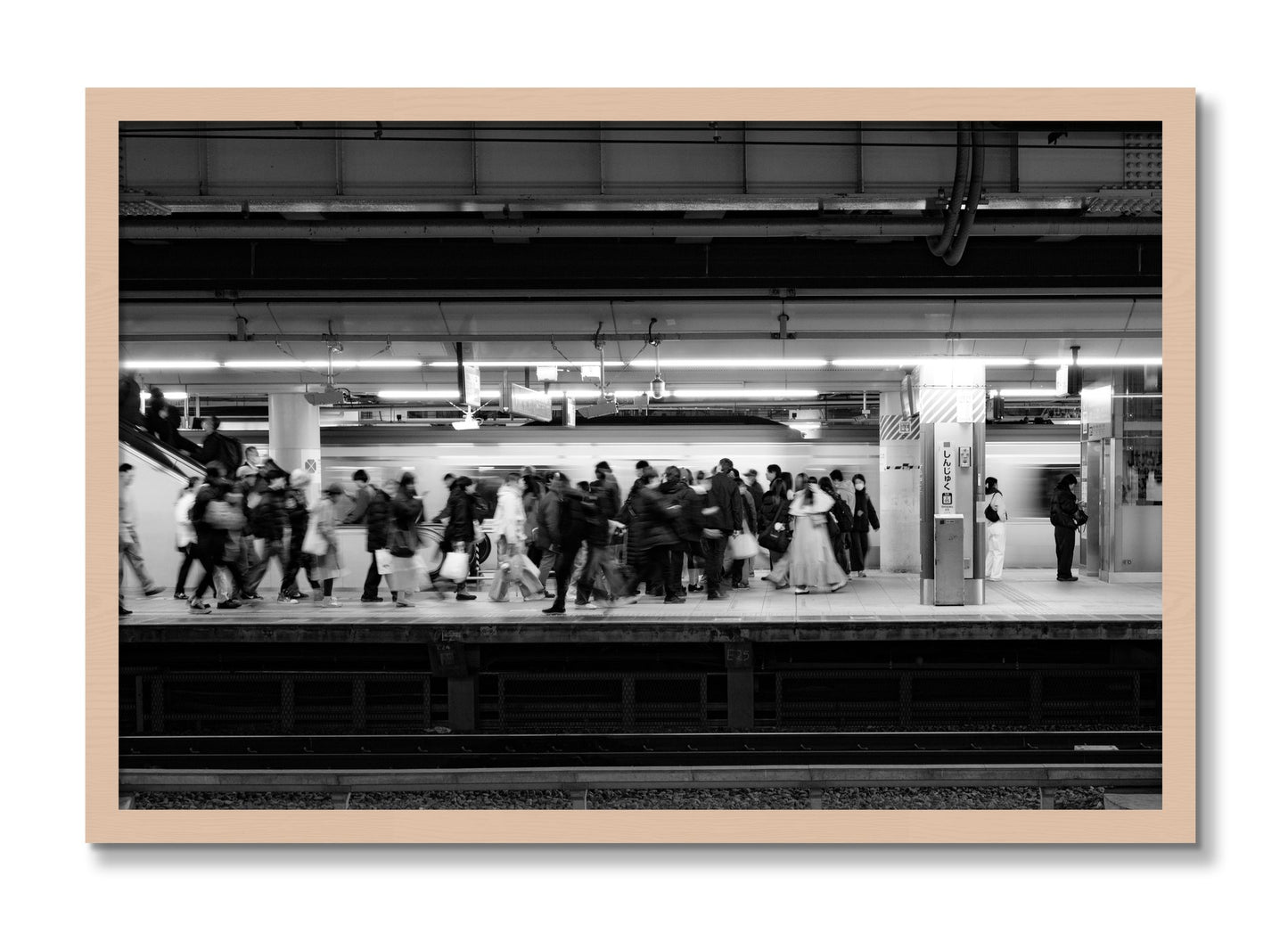 Framed photograph of Rush Hour In Tokyo by Dylan Ozanich, Maple frame, Full Bleed