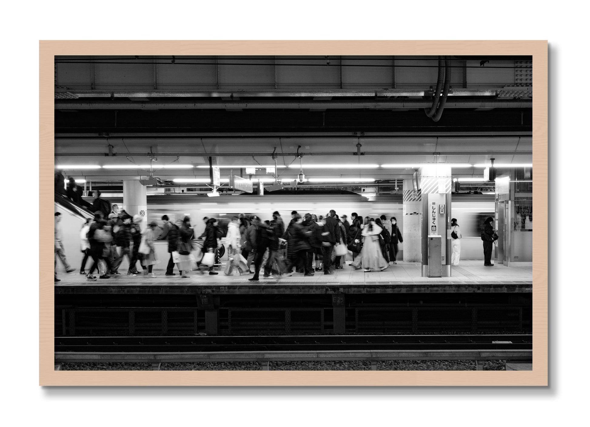 Framed photograph of Rush Hour In Tokyo by Dylan Ozanich, Maple frame, Full Bleed