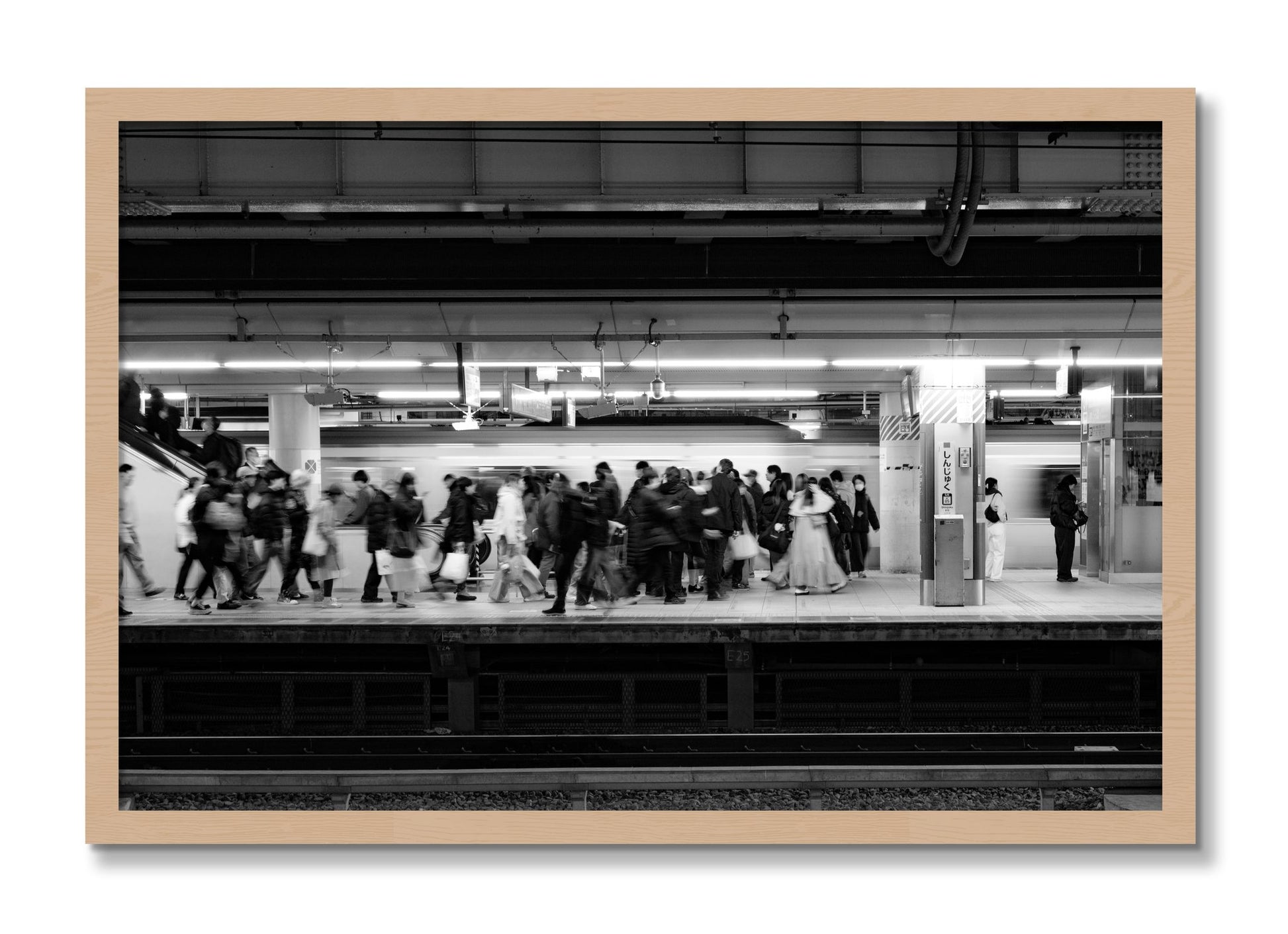 Framed photograph of Rush Hour In Tokyo by Dylan Ozanich, Oak frame, Full Bleed