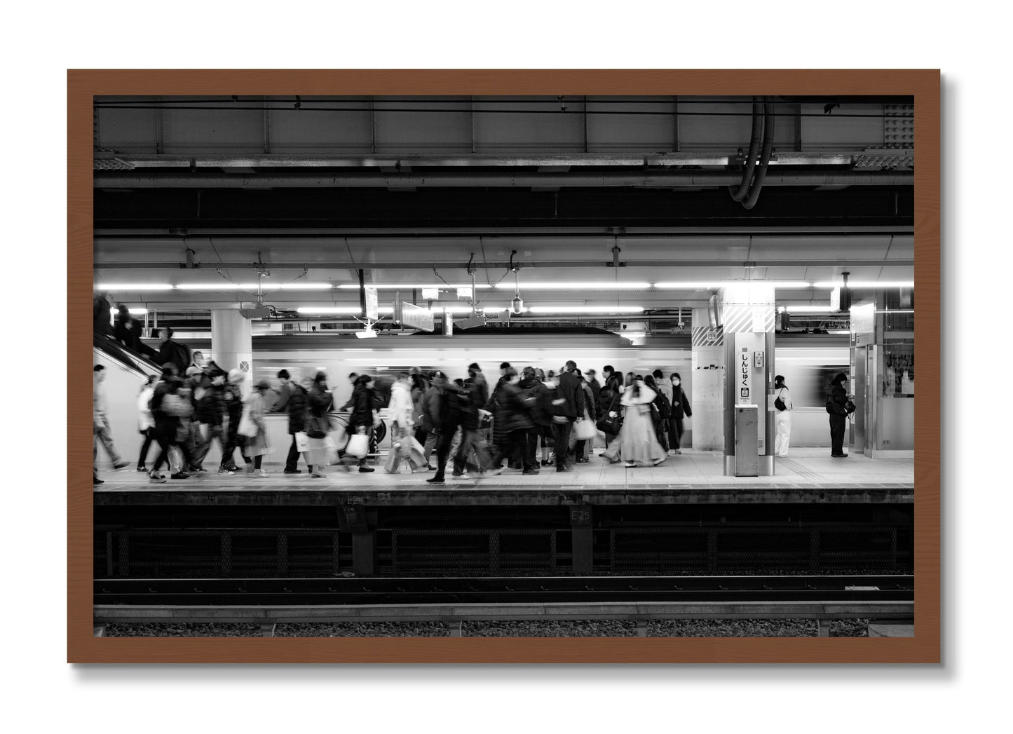 Framed photograph of Rush Hour In Tokyo by Dylan Ozanich, Walnut frame, Full Bleed