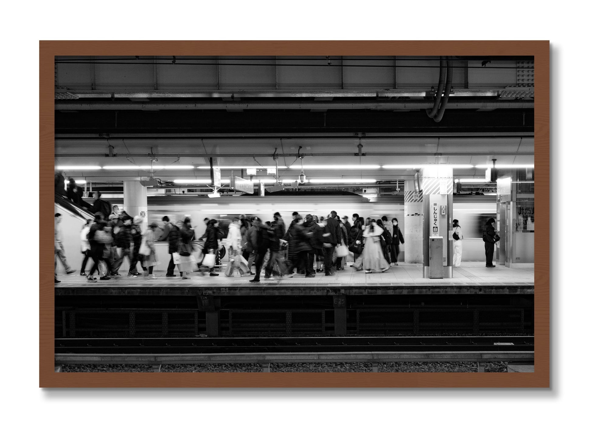 Framed photograph of Rush Hour In Tokyo by Dylan Ozanich, Walnut frame, Full Bleed