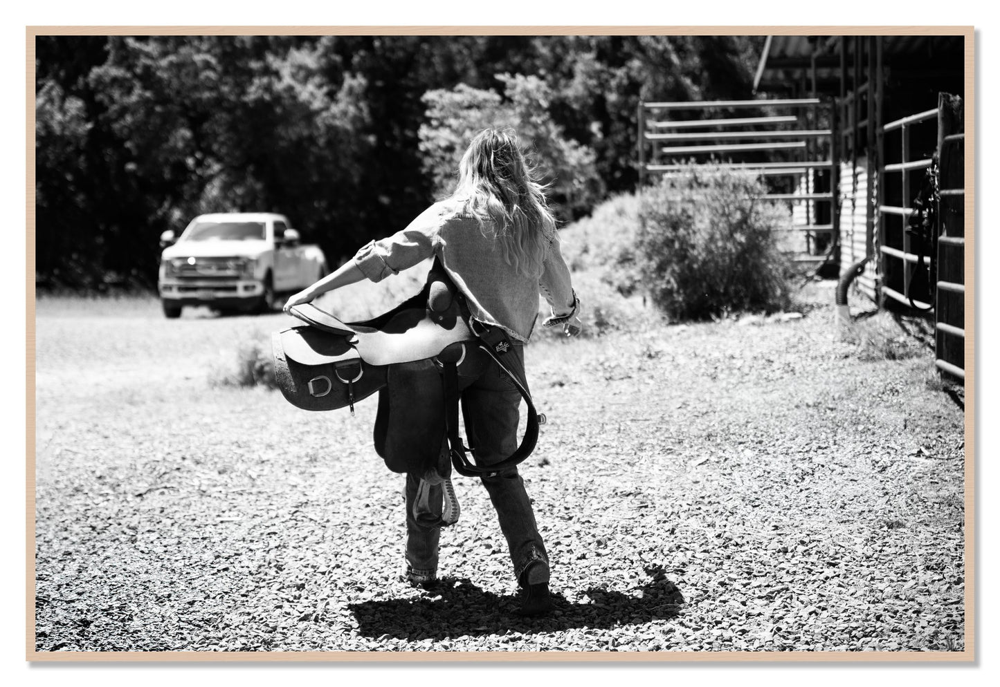Saddle Up by Dylan Ozanich, 48×72 Full Bleed Print in a Maple frame