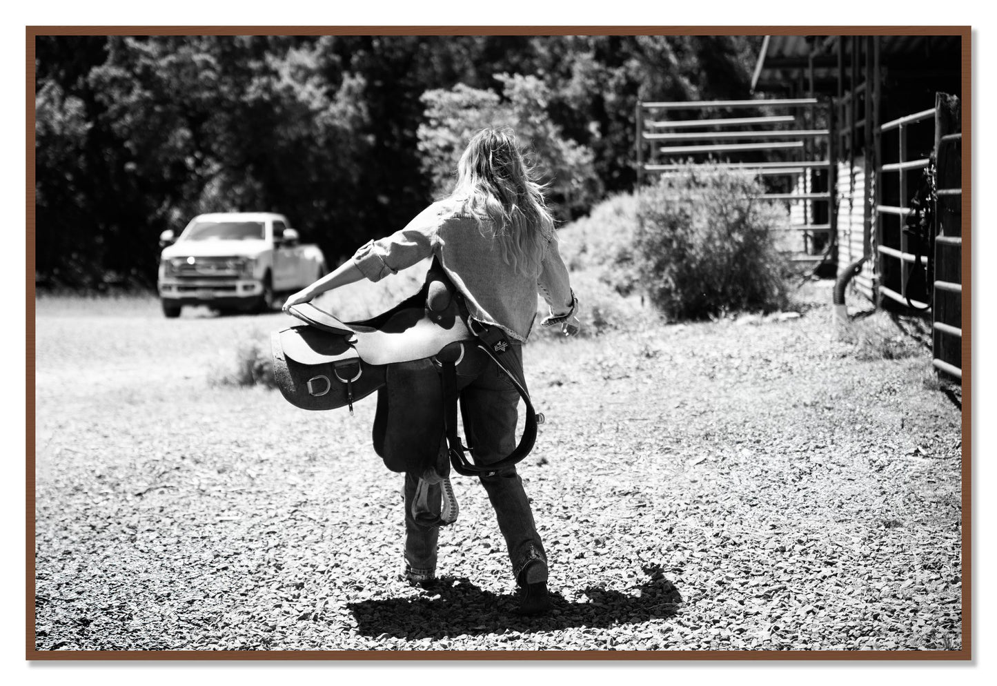 Saddle Up by Dylan Ozanich, 48×72 Full Bleed Print in a Walnut frame