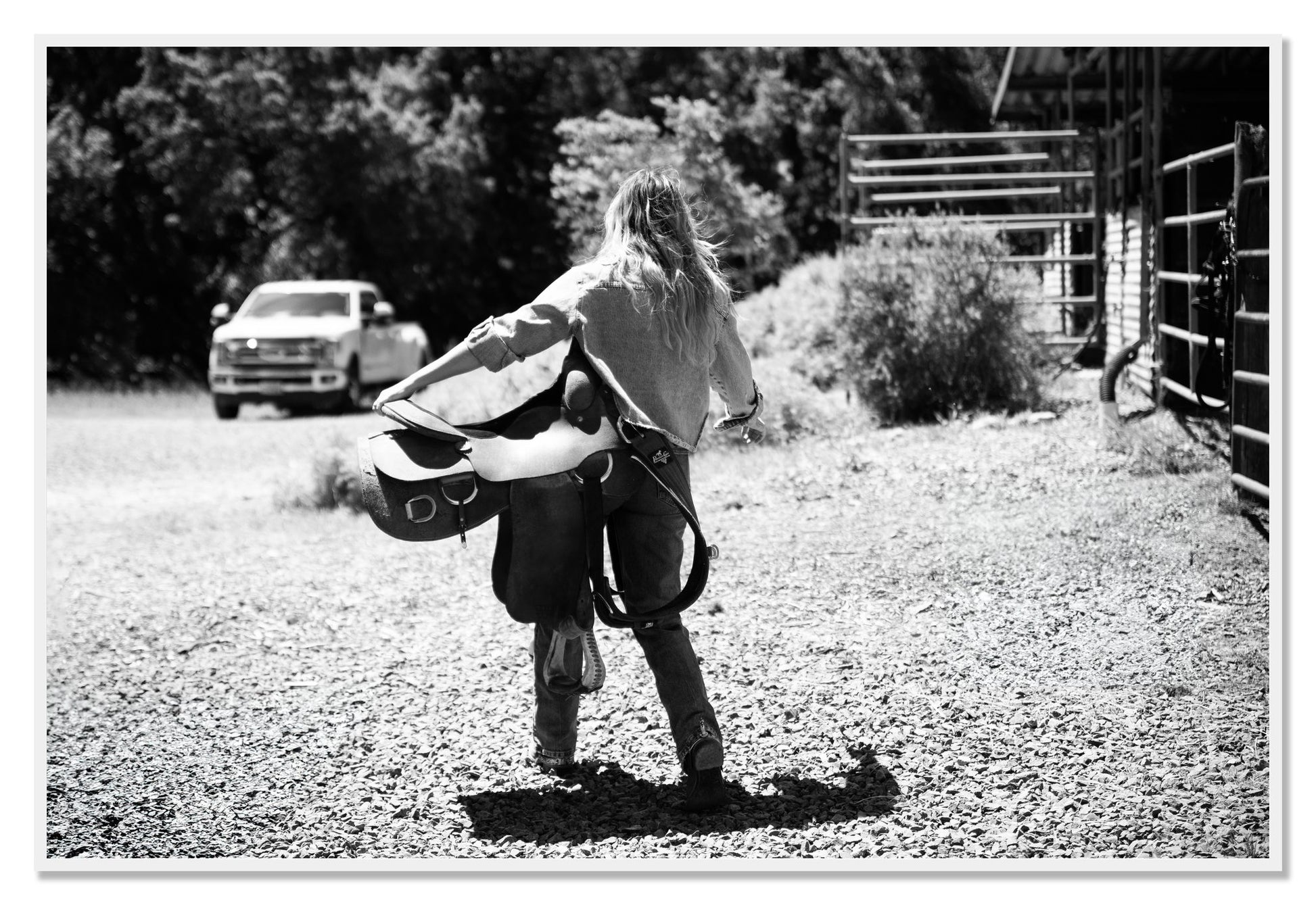 Saddle Up by Dylan Ozanich, 48×72 Full Bleed Print in a White frame