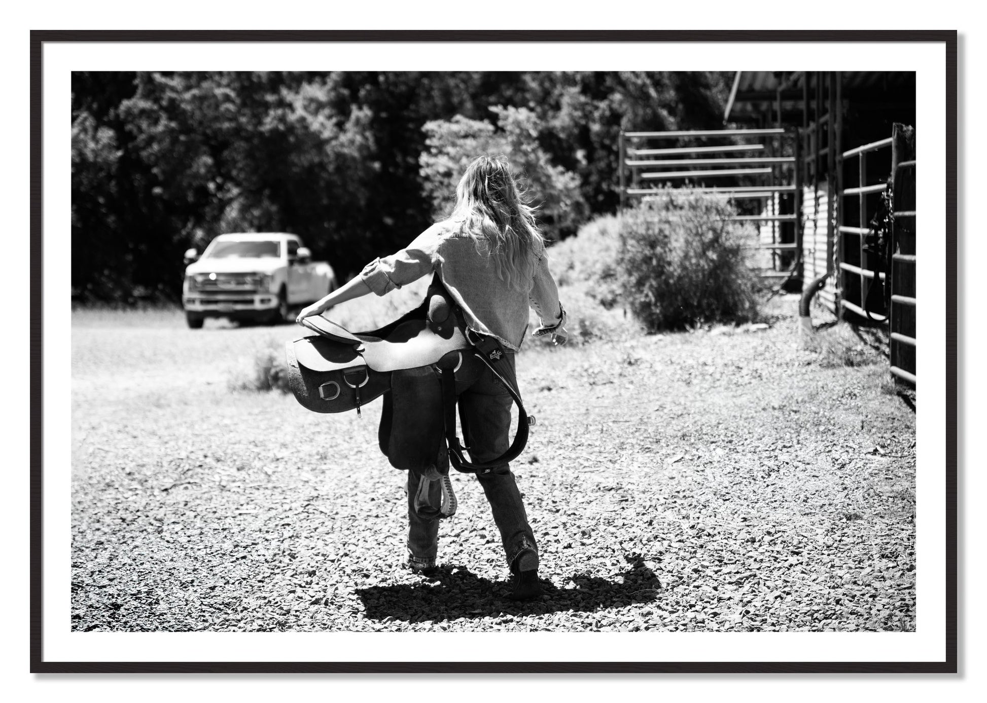 Framed photograph of Saddle Up by Dylan Ozanich, Black Walnut frame, Borders