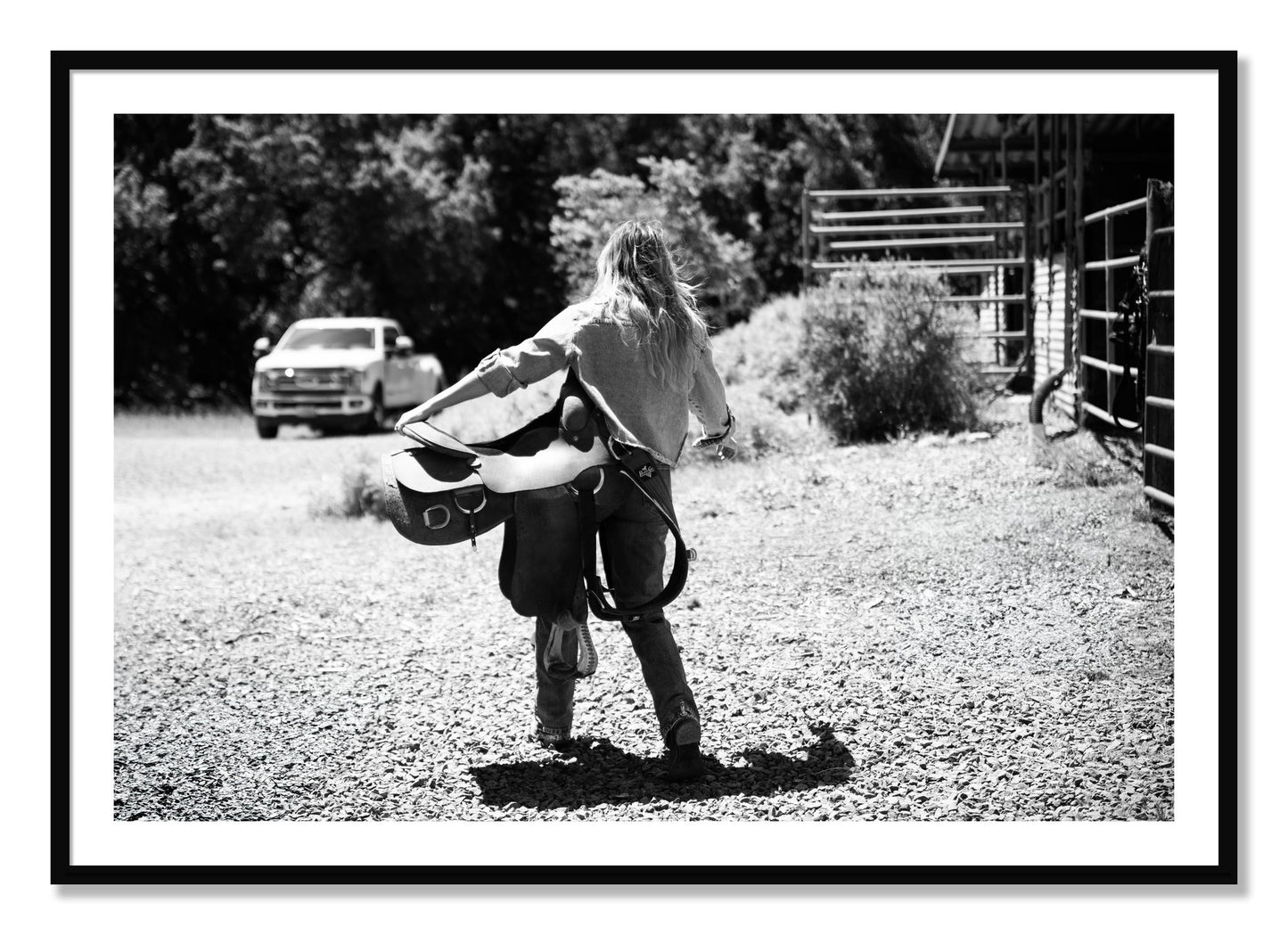 Framed photograph of Saddle Up by Dylan Ozanich, Black frame, Borders