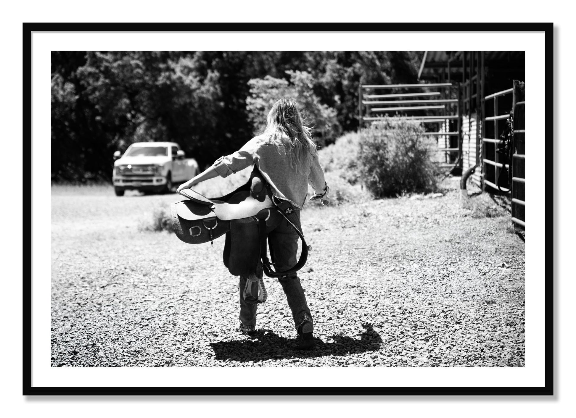 Framed photograph of Saddle Up by Dylan Ozanich, Black frame, Borders