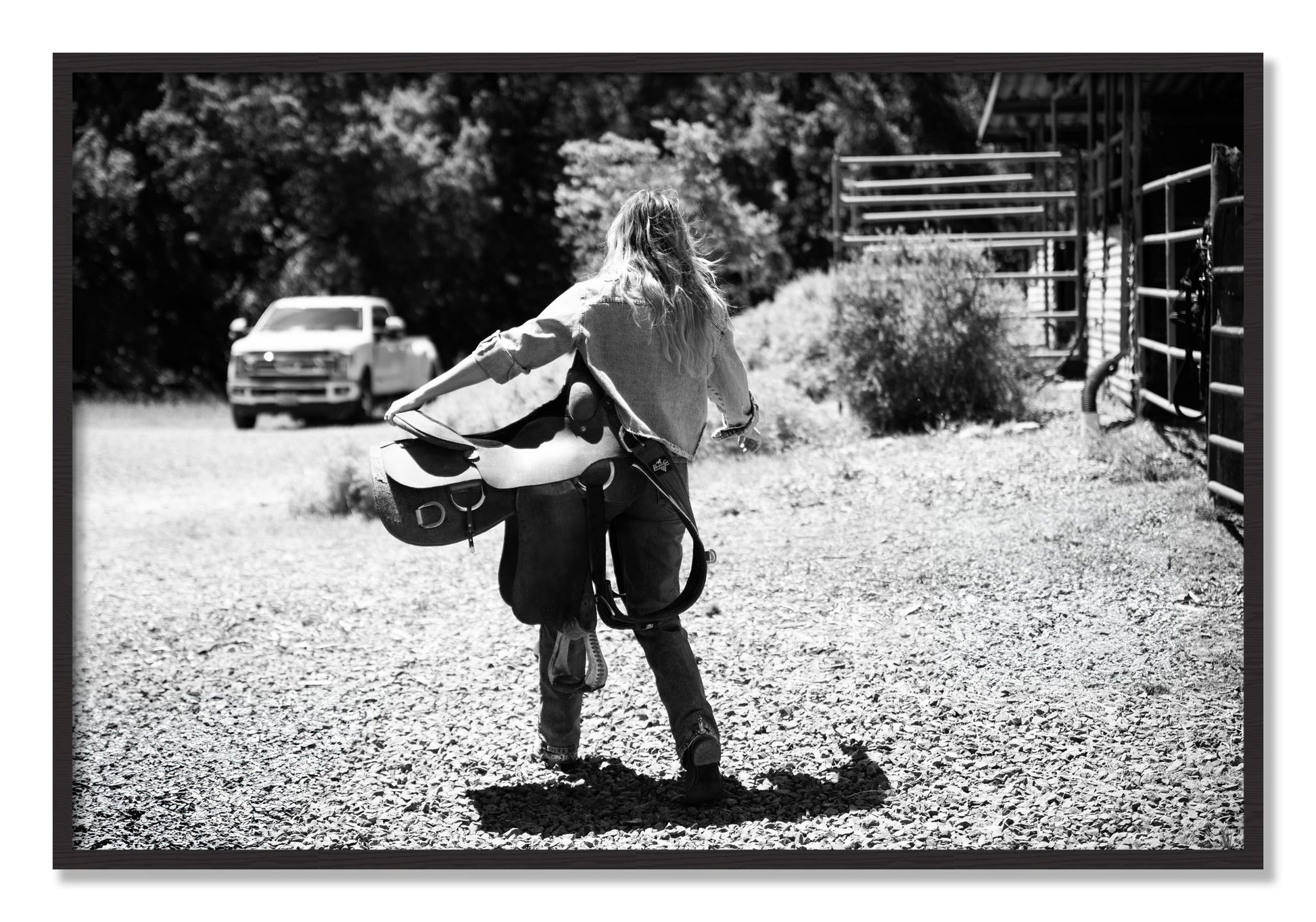 Framed photograph of Saddle Up by Dylan Ozanich, Black Walnut frame, Full Bleed