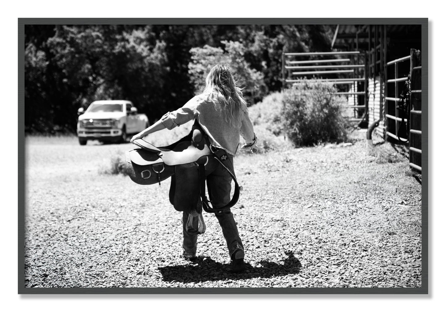 Framed photograph of Saddle Up by Dylan Ozanich, Grey frame, Full Bleed