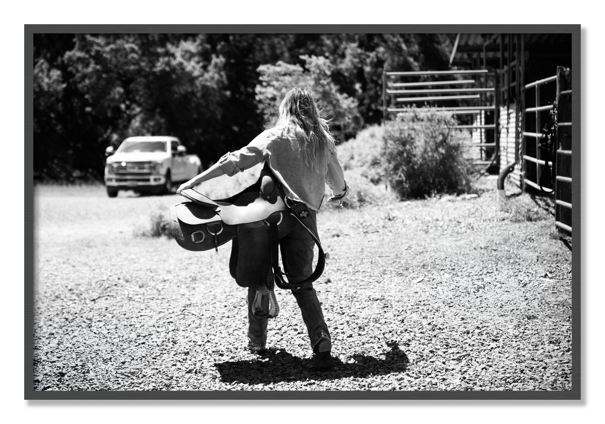 Framed photograph of Saddle Up by Dylan Ozanich, Grey frame, Full Bleed