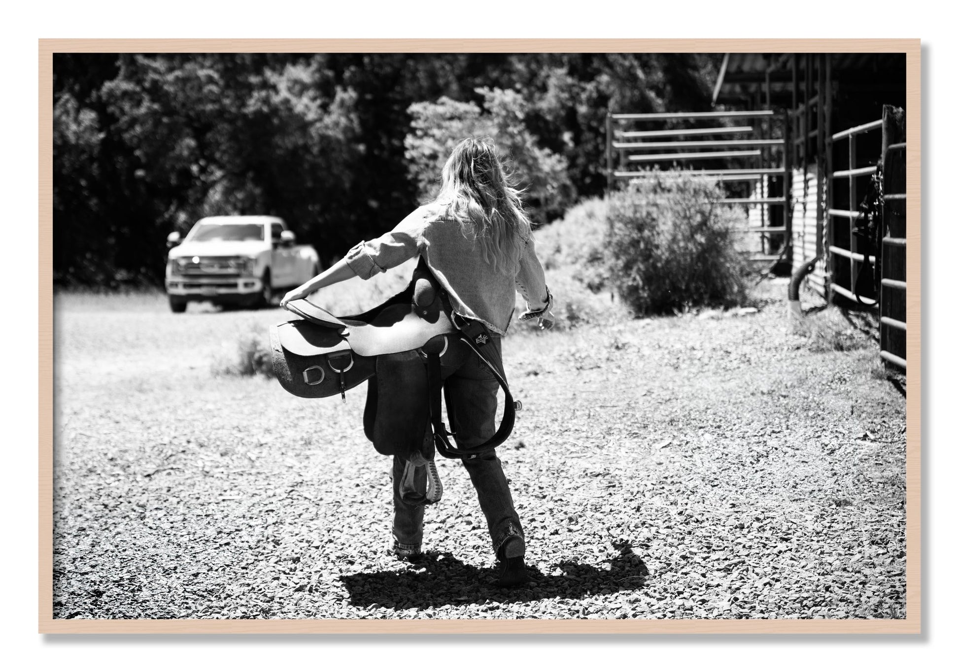 Framed photograph of Saddle Up by Dylan Ozanich, Maple frame, Full Bleed