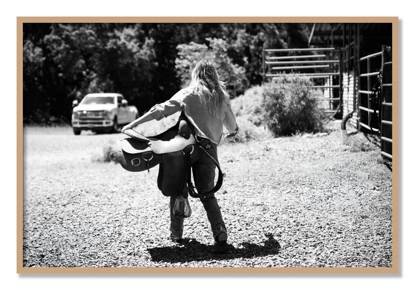 Framed photograph of Saddle Up by Dylan Ozanich, Oak frame, Full Bleed