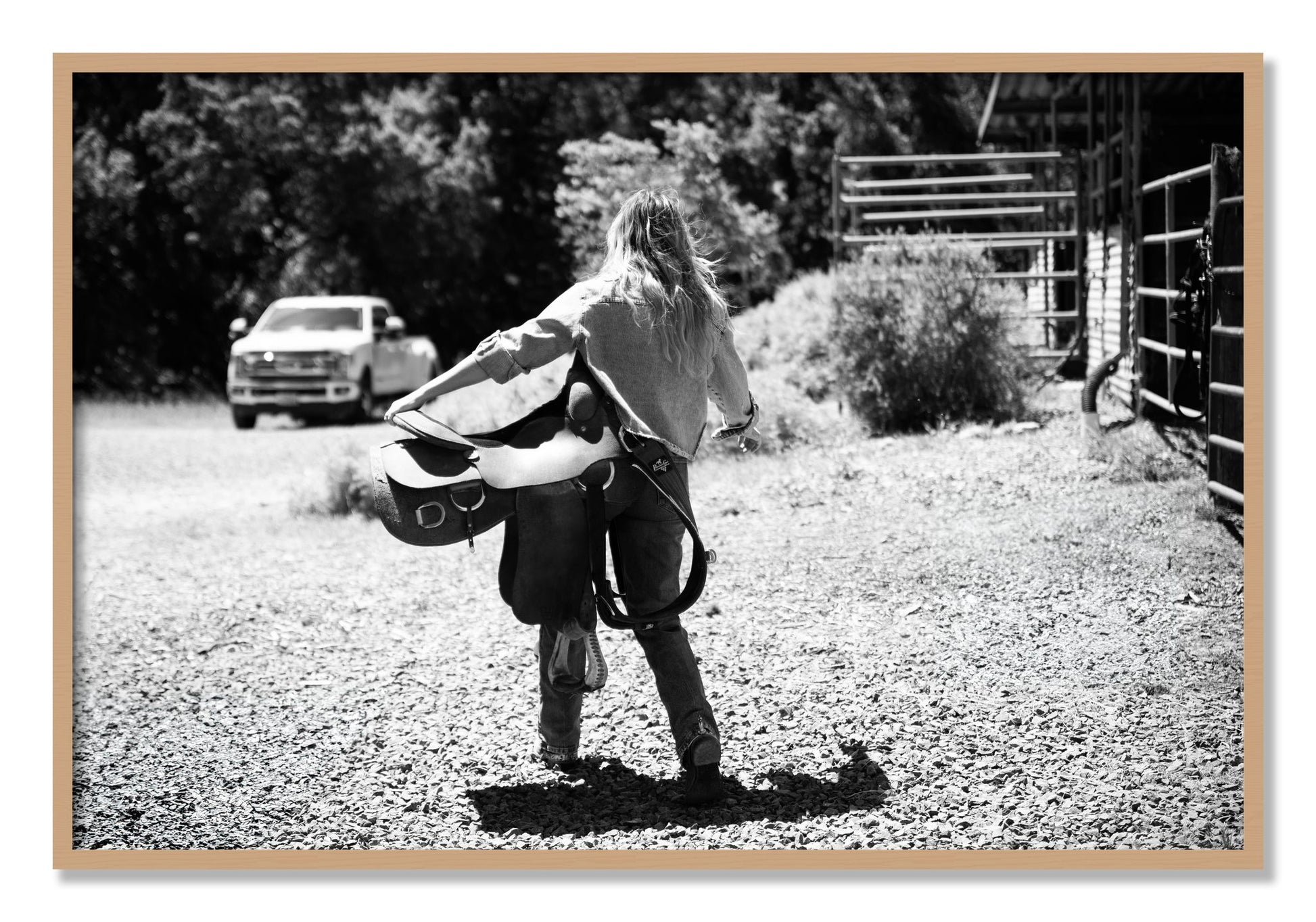 Framed photograph of Saddle Up by Dylan Ozanich, Oak frame, Full Bleed
