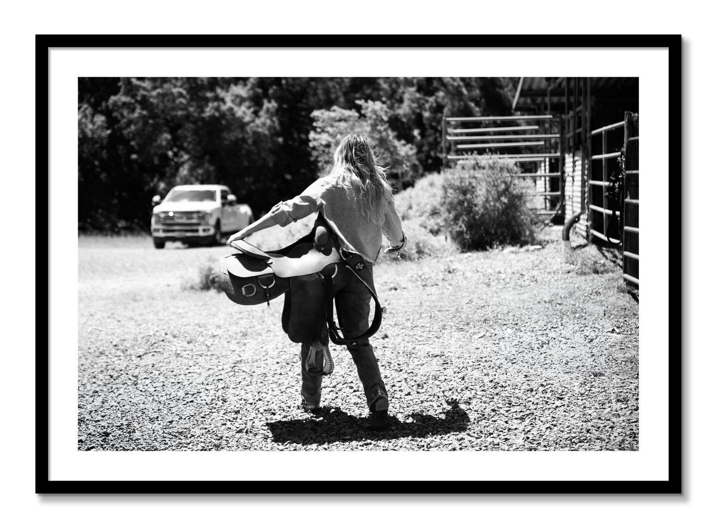 Framed photograph of Saddle Up by Dylan Ozanich, Black frame, Borders