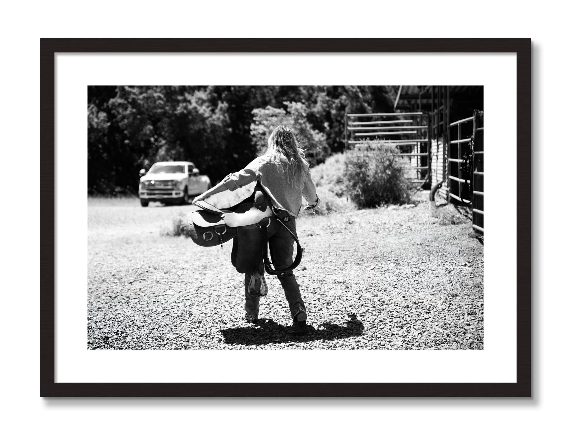 Framed photograph of Saddle Up by Dylan Ozanich, Black frame, Borders
