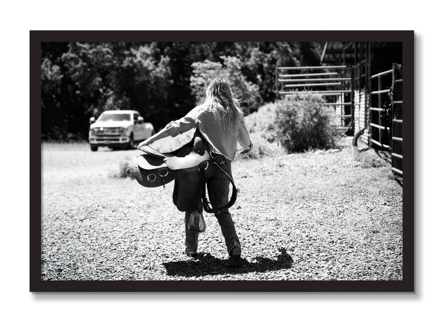 Framed photograph of Saddle Up by Dylan Ozanich, Black Walnut frame, Full Bleed