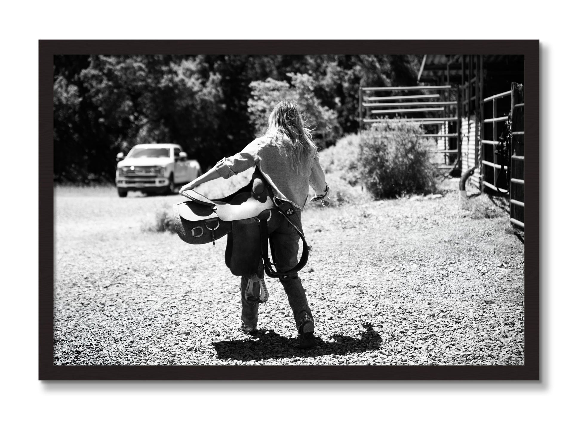 Framed photograph of Saddle Up by Dylan Ozanich, Black Walnut frame, Full Bleed