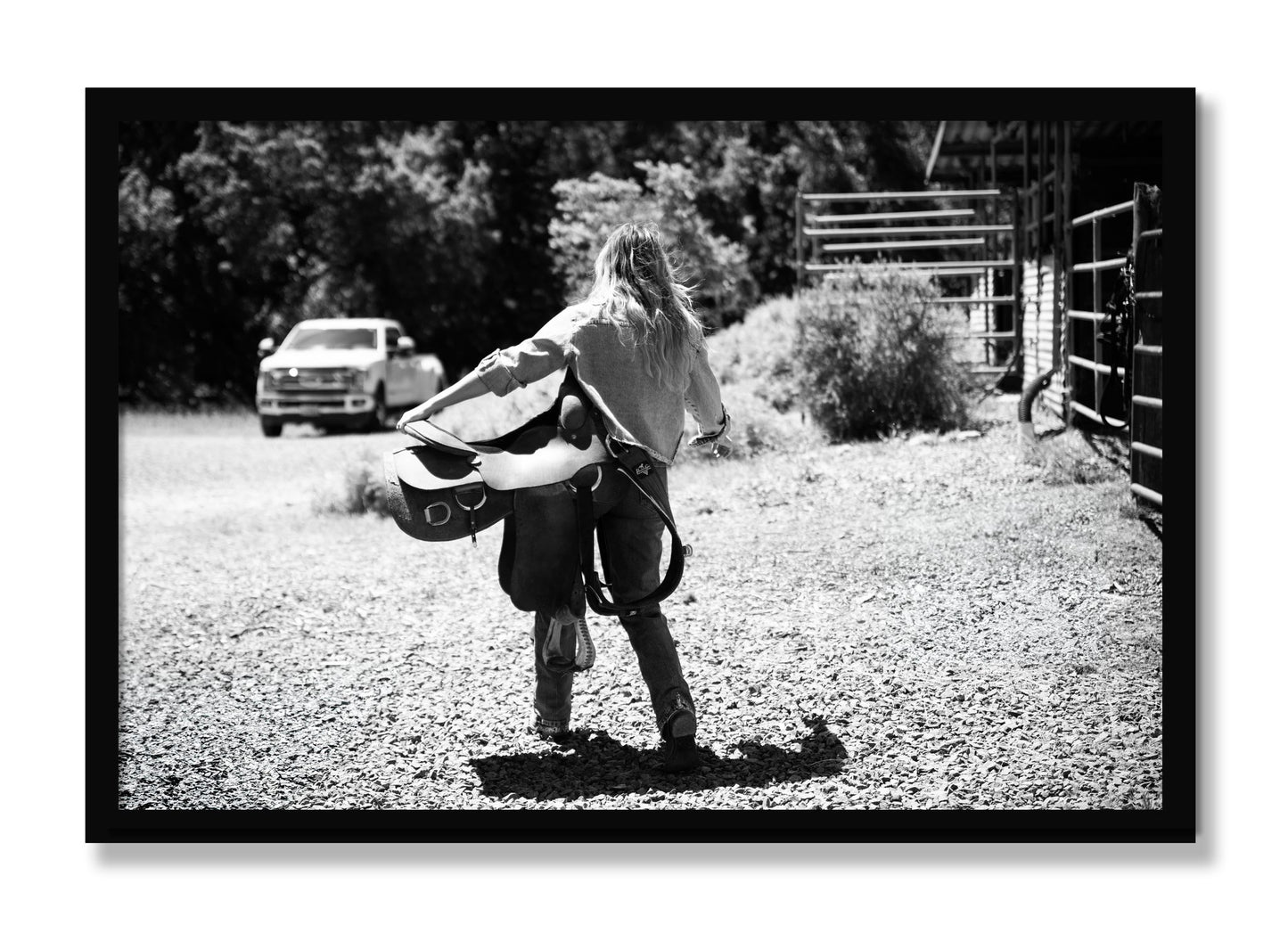 Framed photograph of Saddle Up by Dylan Ozanich, Black frame, Full Bleed