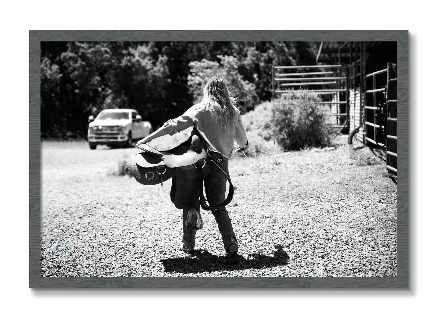Framed photograph of Saddle Up by Dylan Ozanich, Grey frame, Full Bleed