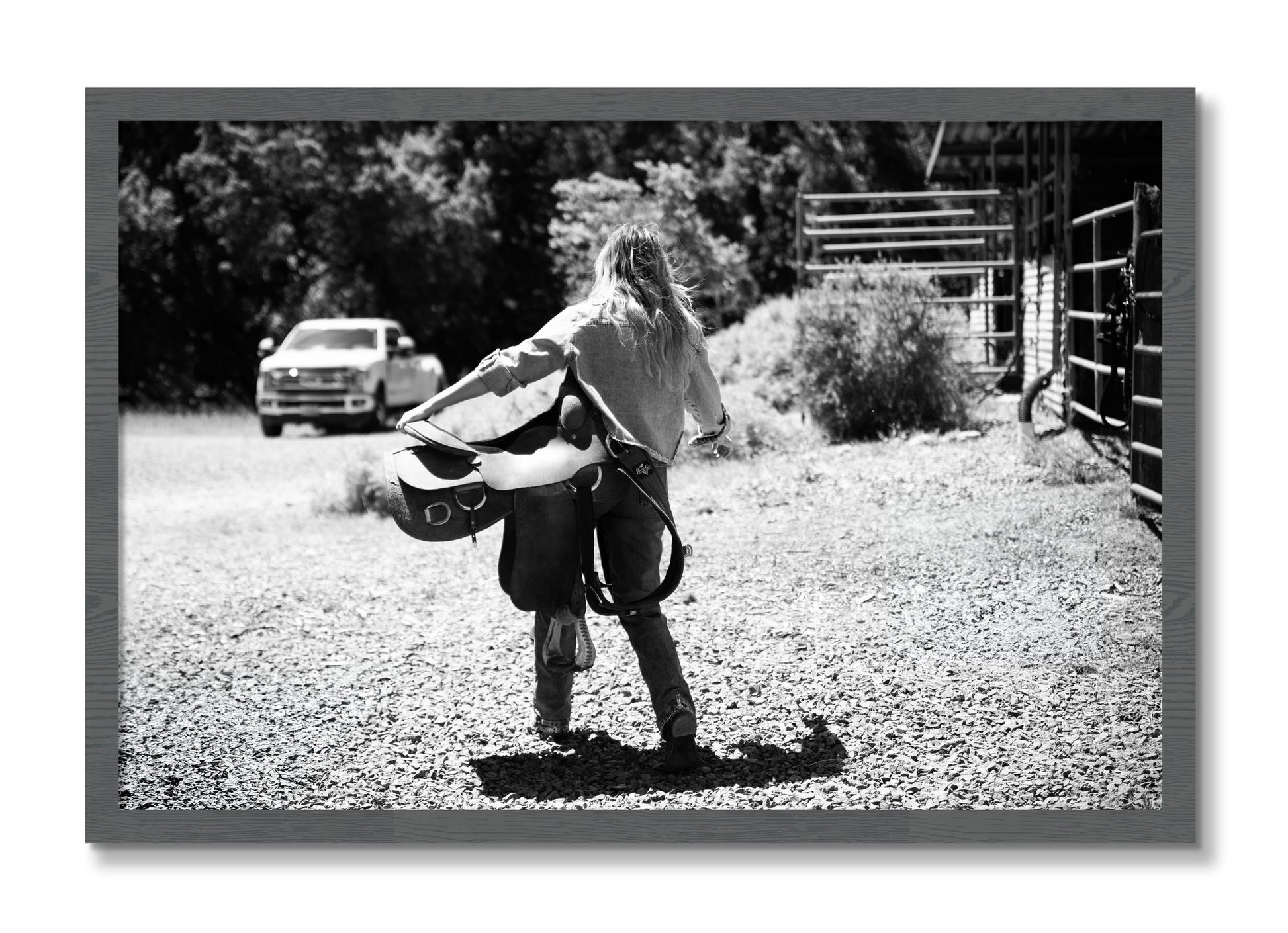 Framed photograph of Saddle Up by Dylan Ozanich, Grey frame, Full Bleed