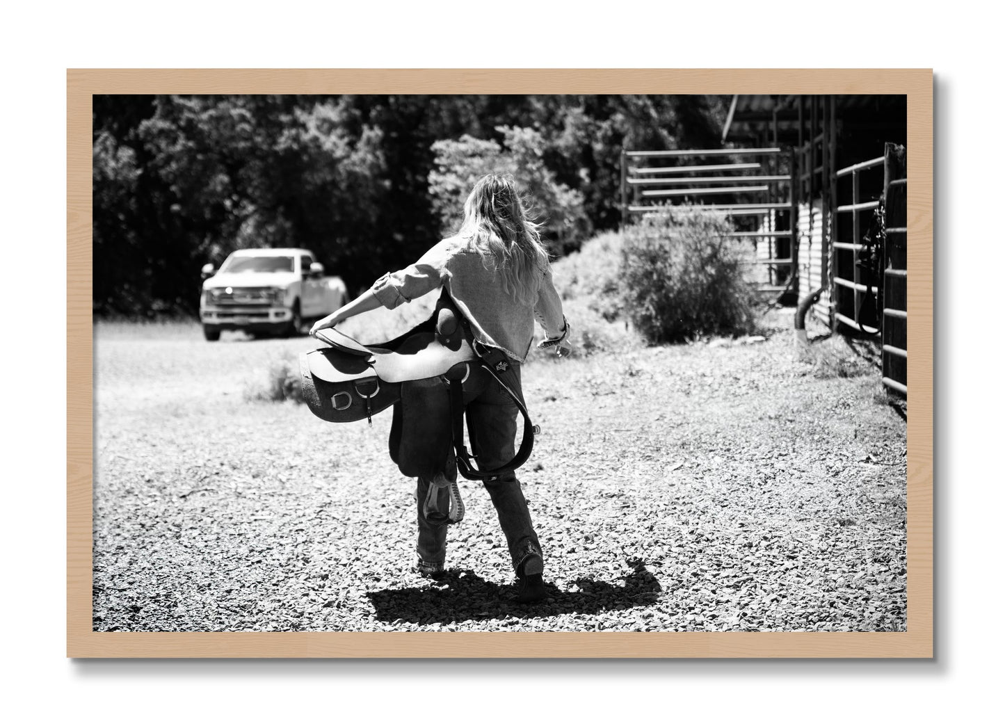 Framed photograph of Saddle Up by Dylan Ozanich, Oak frame, Full Bleed