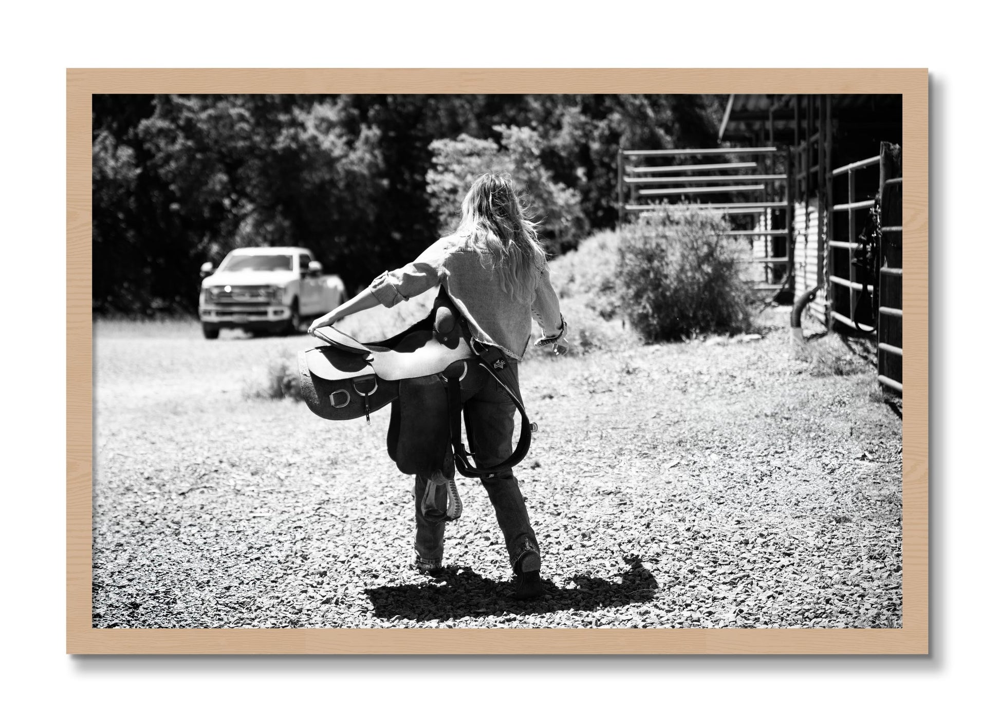 Framed photograph of Saddle Up by Dylan Ozanich, Oak frame, Full Bleed