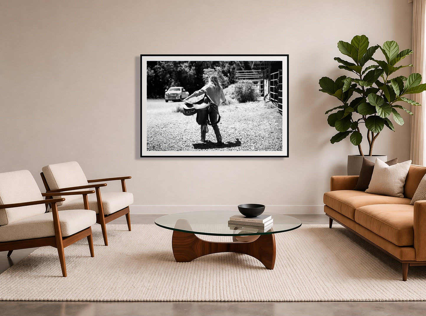 Framed photograph of Saddle Up by Dylan Ozanich displayed on a wall