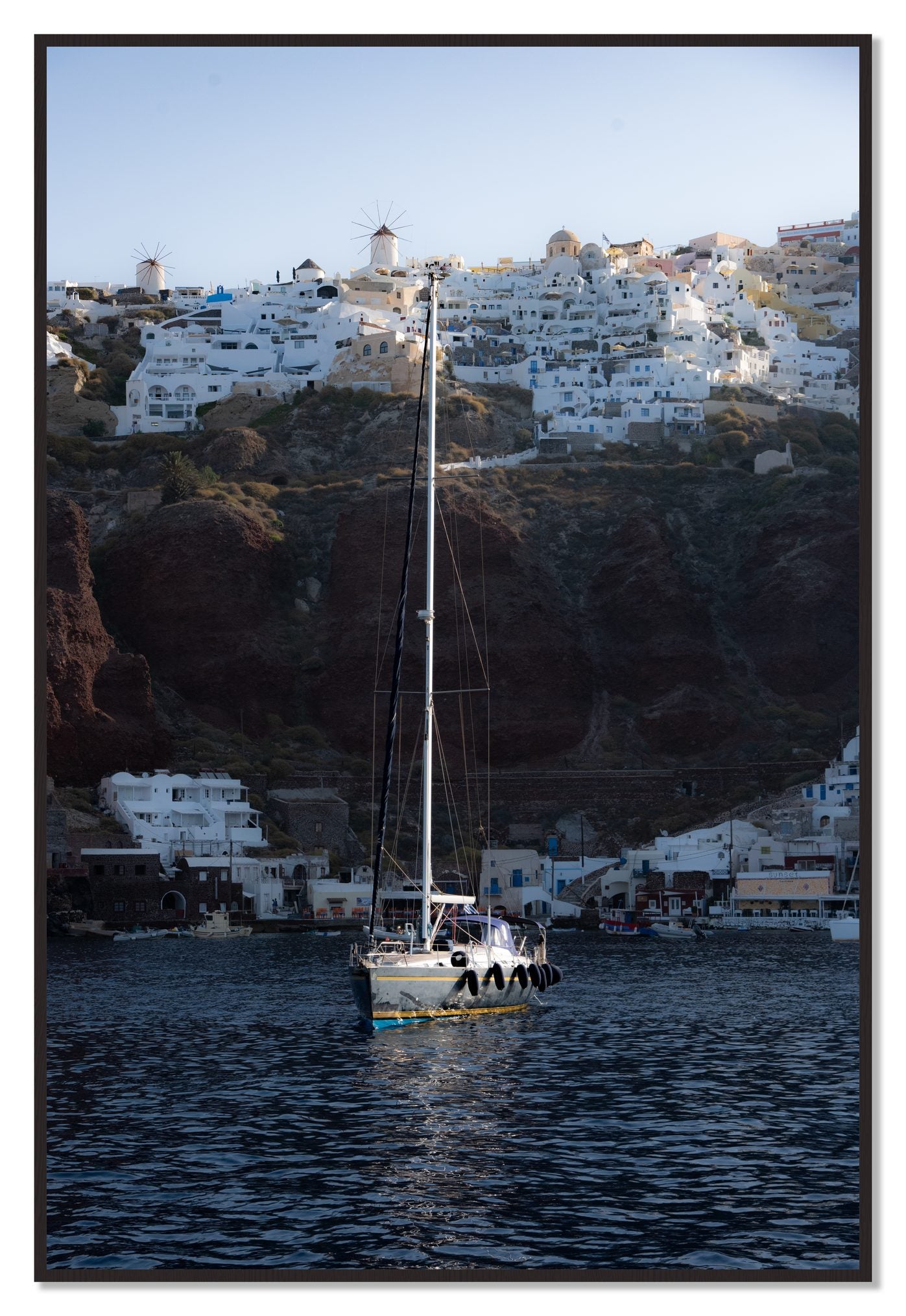 Sailing In Greece by Dylan Ozanich, 48×72 Full Bleed Print in a Black Walnut frame
