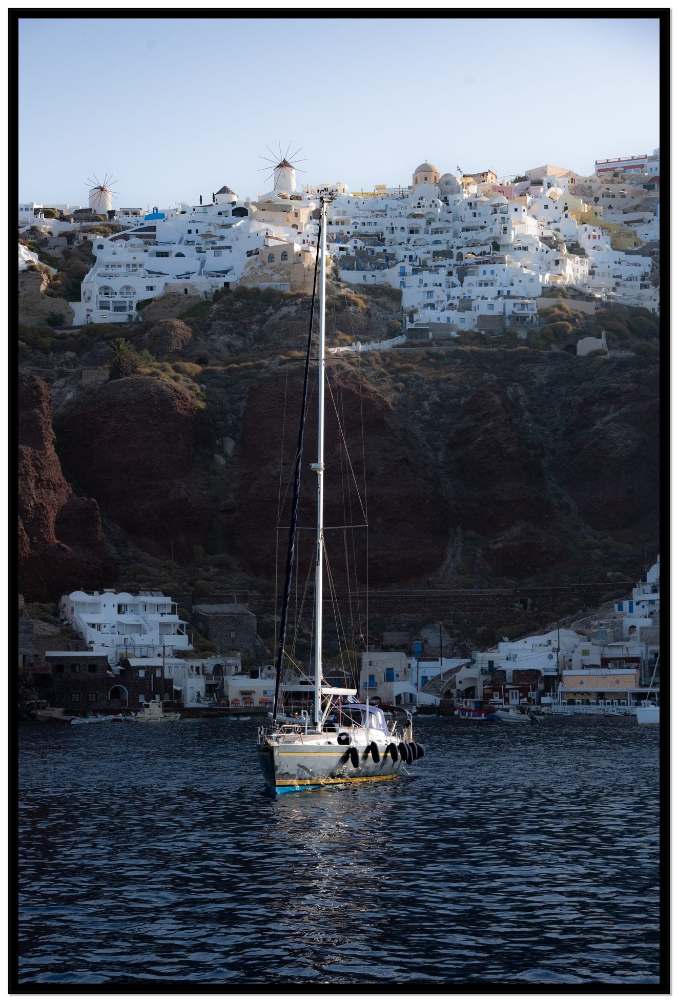 Sailing In Greece by Dylan Ozanich, 48×72 Full Bleed Print in a Black frame