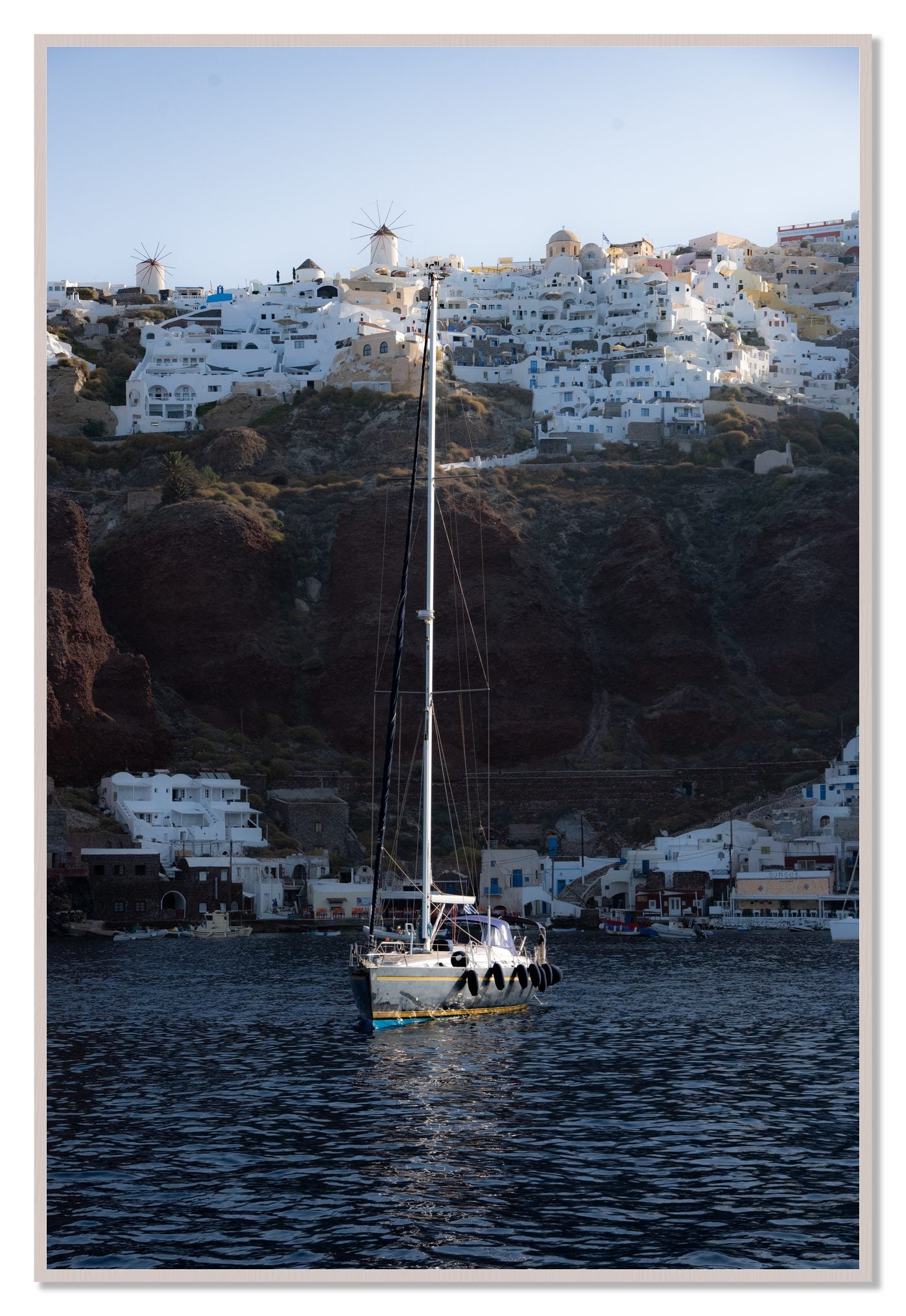 Sailing In Greece by Dylan Ozanich, 48×72 Full Bleed Print in a White Maple frame