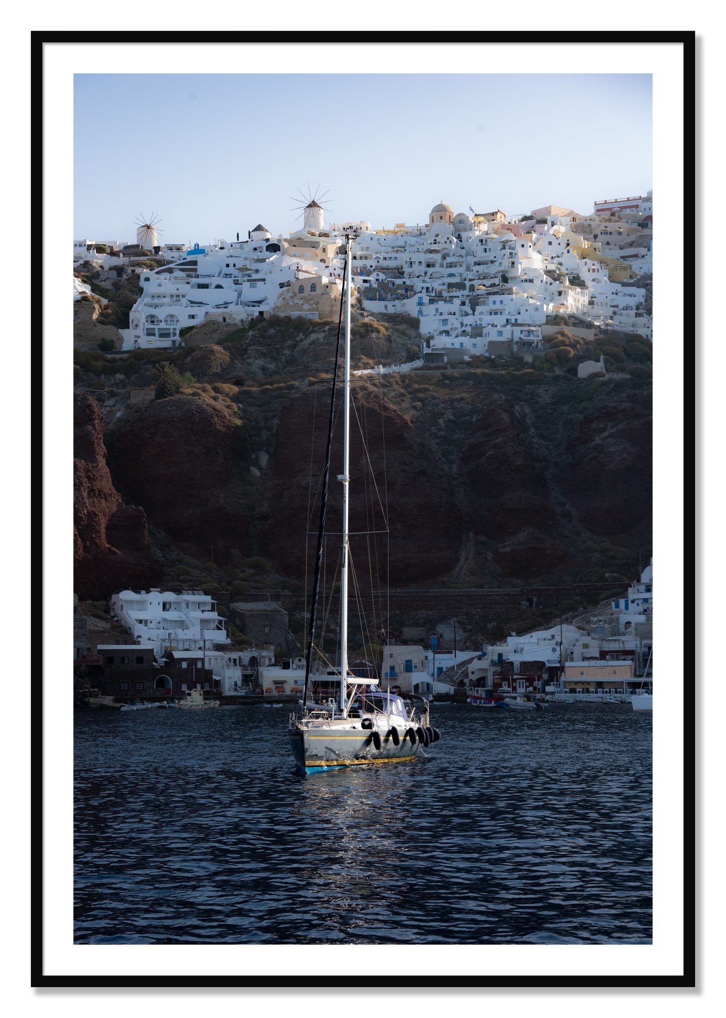 Framed photograph of Sailing In Greece by Dylan Ozanich, Black frame, Borders