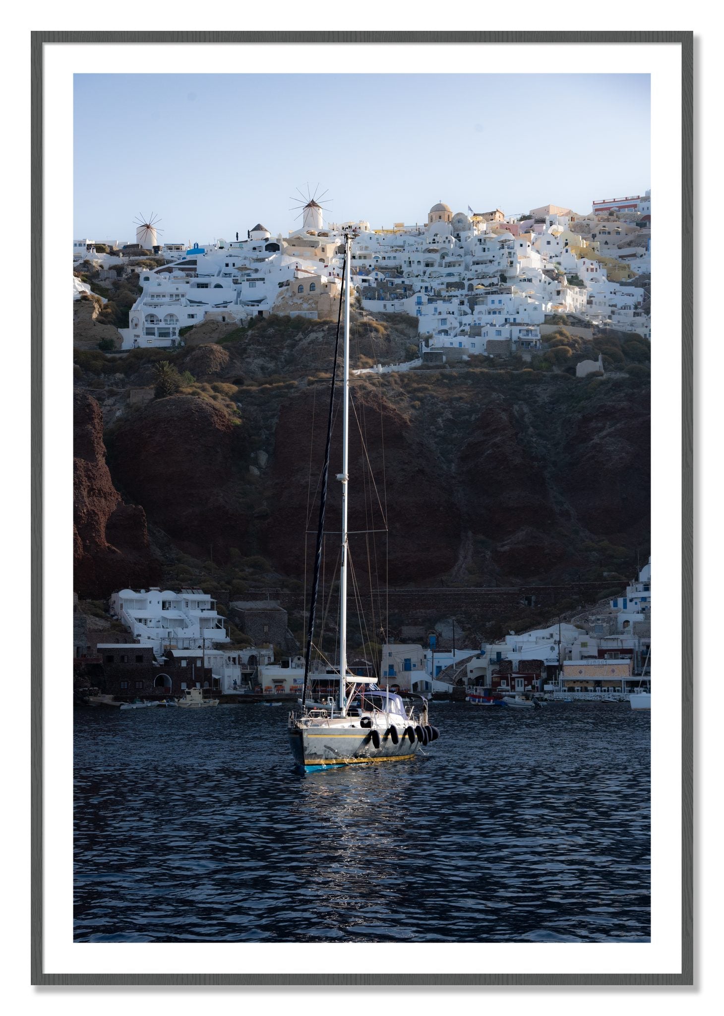 Framed photograph of Sailing In Greece by Dylan Ozanich, Grey frame, Borders