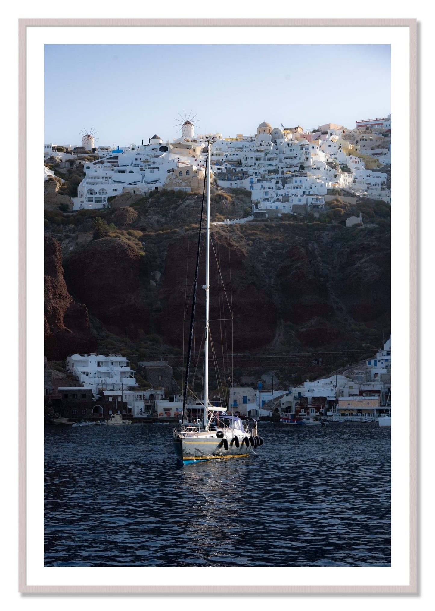 Framed photograph of Sailing In Greece by Dylan Ozanich, White Maple frame, Borders