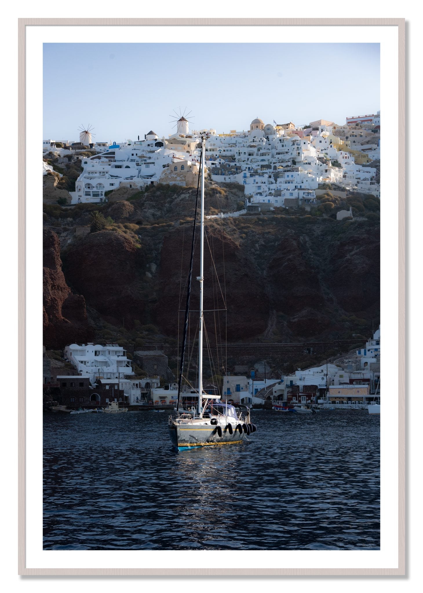 Framed photograph of Sailing In Greece by Dylan Ozanich, White Maple frame, Borders