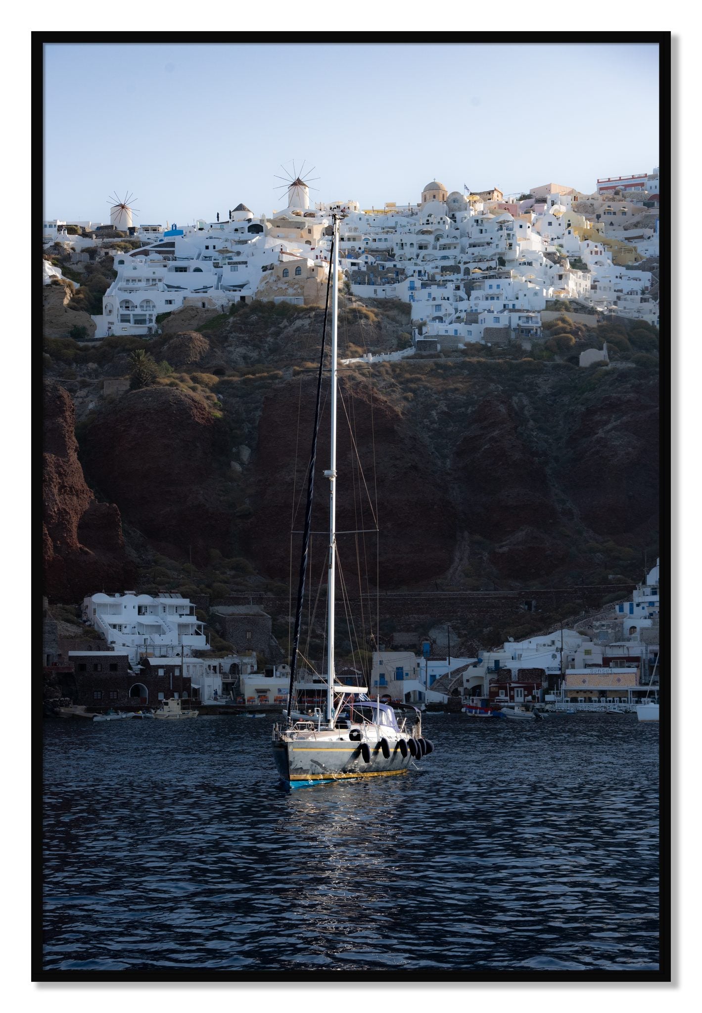 Framed photograph of Sailing In Greece by Dylan Ozanich, Black frame, Full Bleed