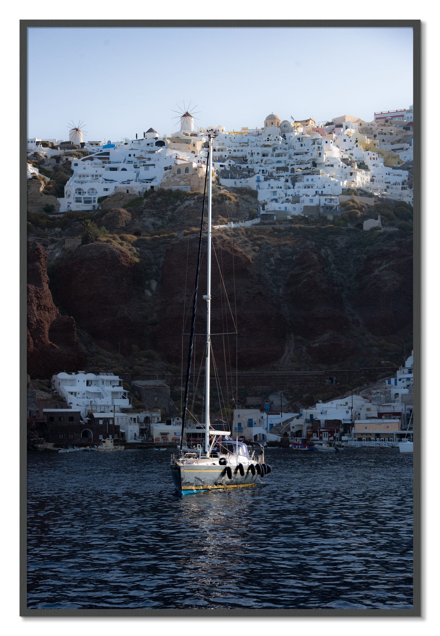 Framed photograph of Sailing In Greece by Dylan Ozanich, Grey frame, Full Bleed