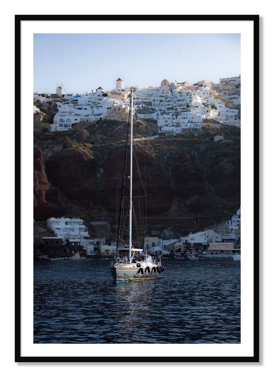 Framed photograph of Sailing In Greece by Dylan Ozanich, Black frame, Borders