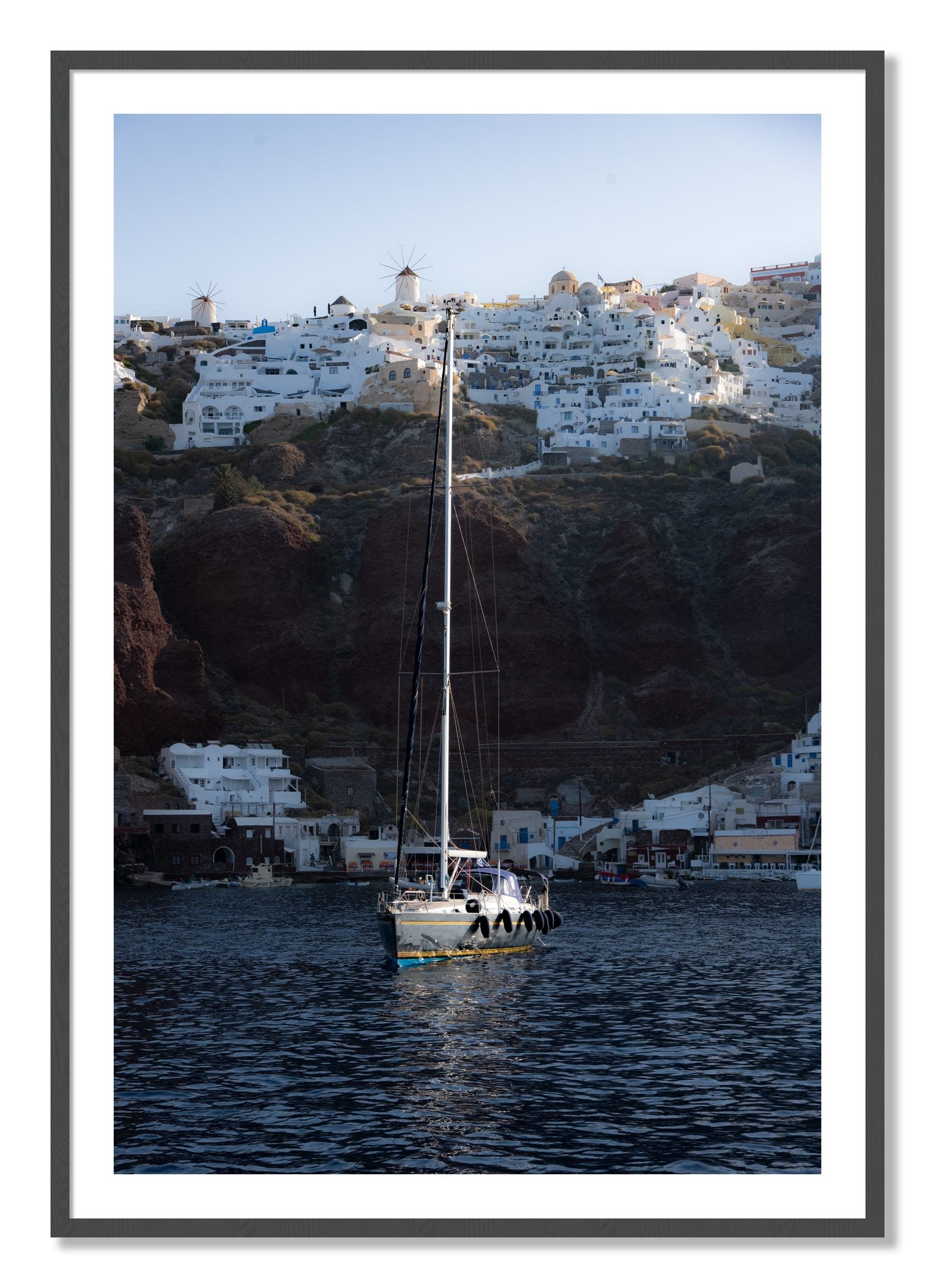 Framed photograph of Sailing In Greece by Dylan Ozanich, Grey frame, Borders