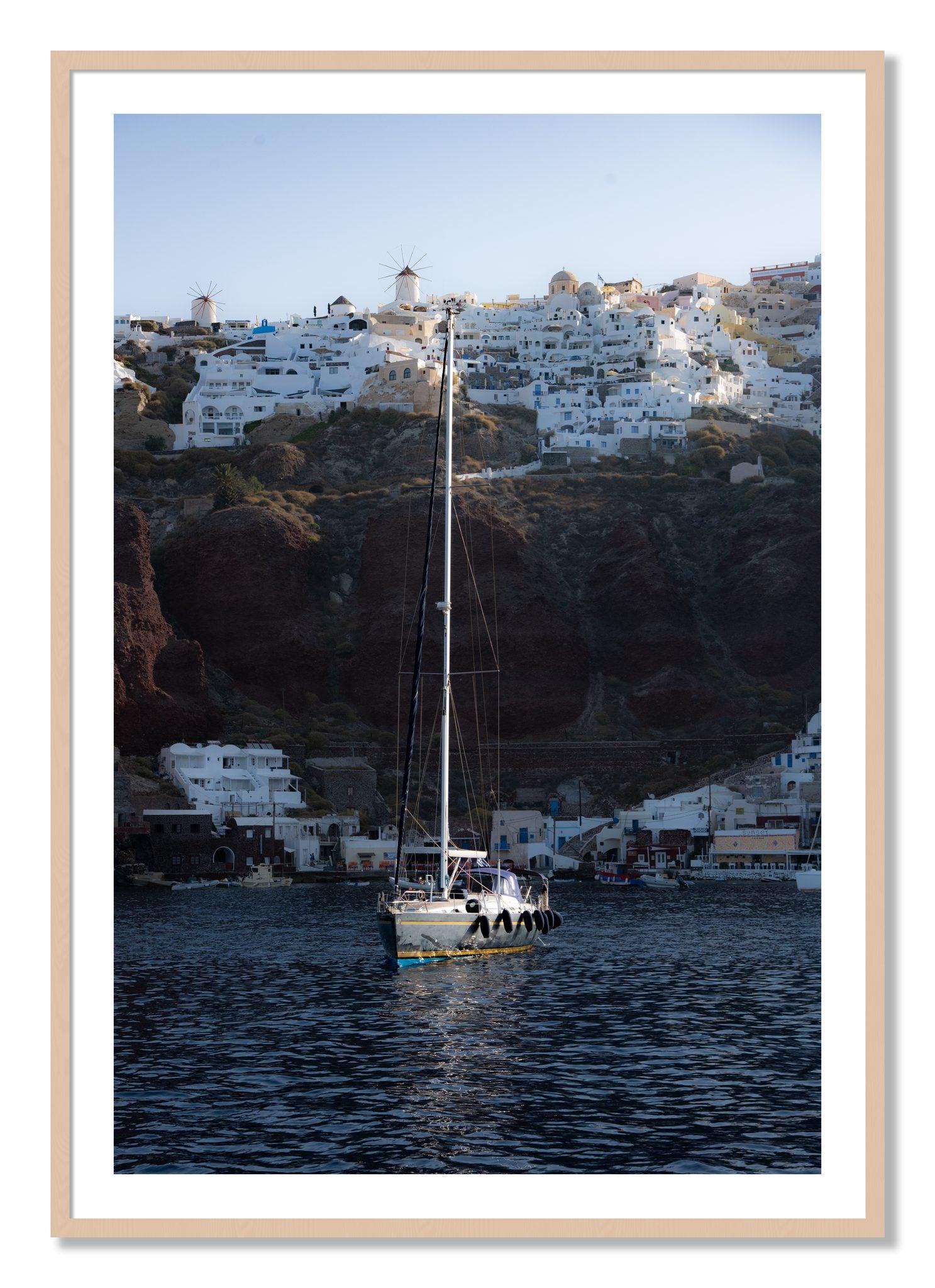 Framed photograph of Sailing In Greece by Dylan Ozanich, Maple frame, Borders