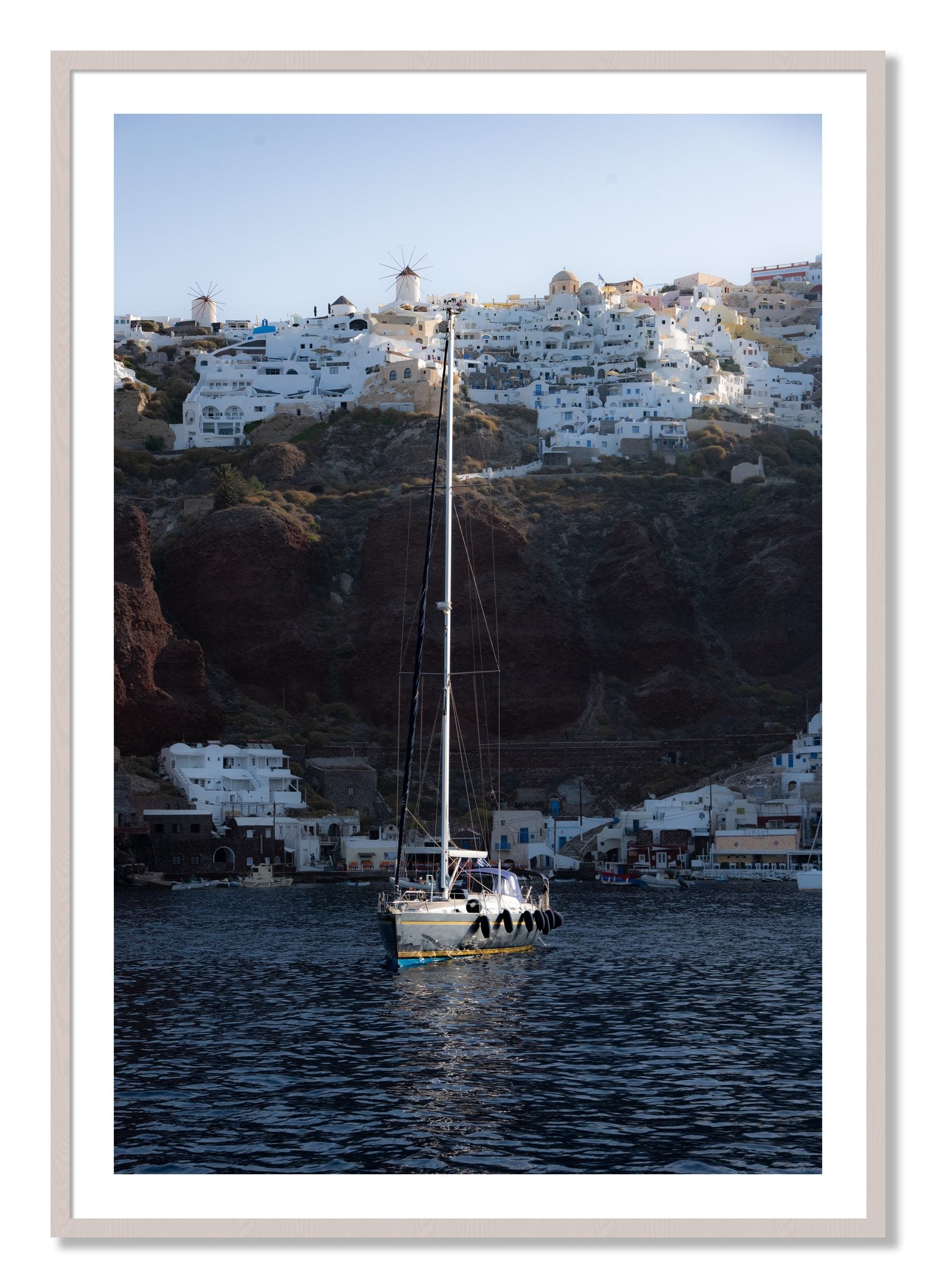 Framed photograph of Sailing In Greece by Dylan Ozanich, White Maple frame, Borders