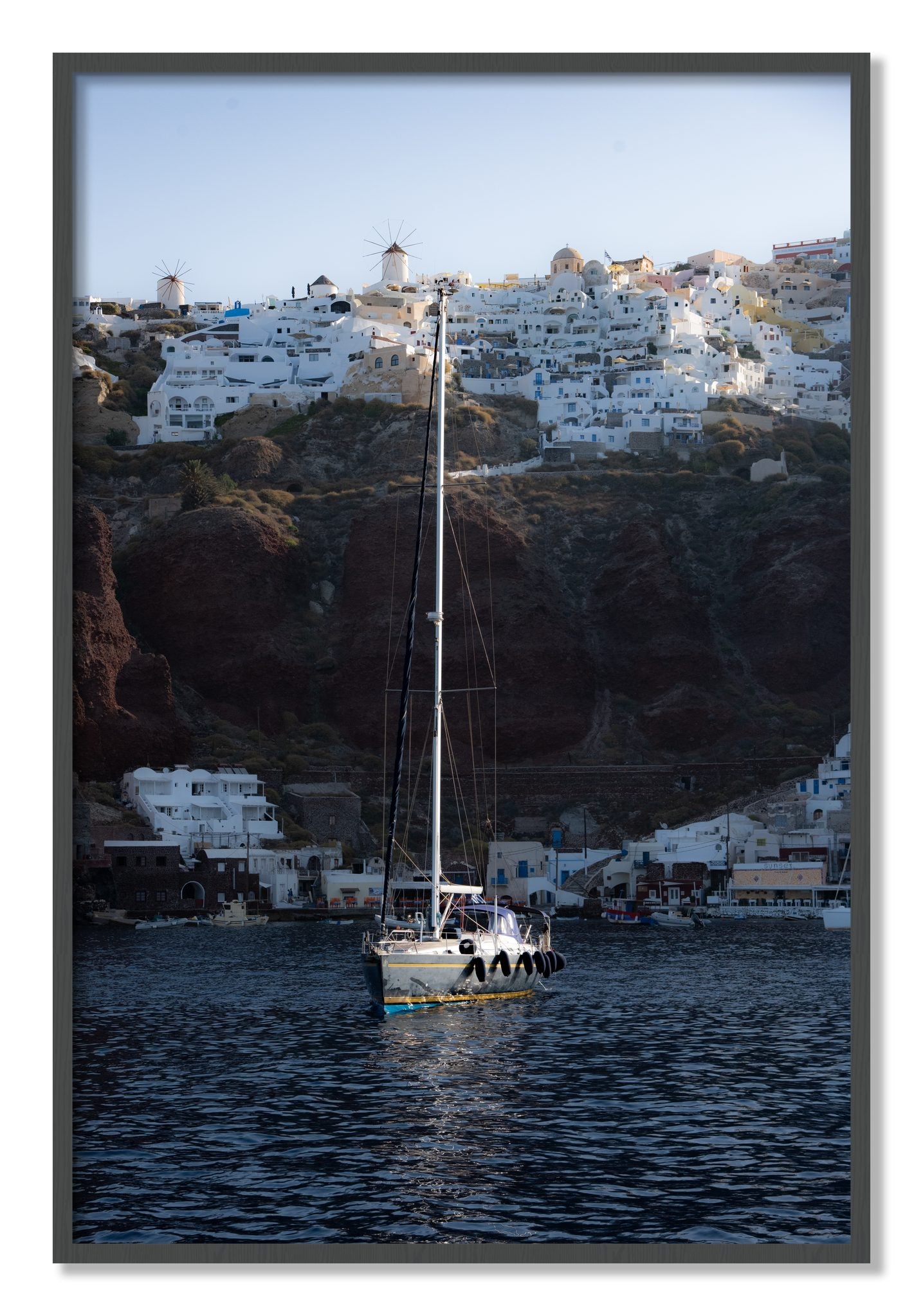 Framed photograph of Sailing In Greece by Dylan Ozanich, Grey frame, Full Bleed