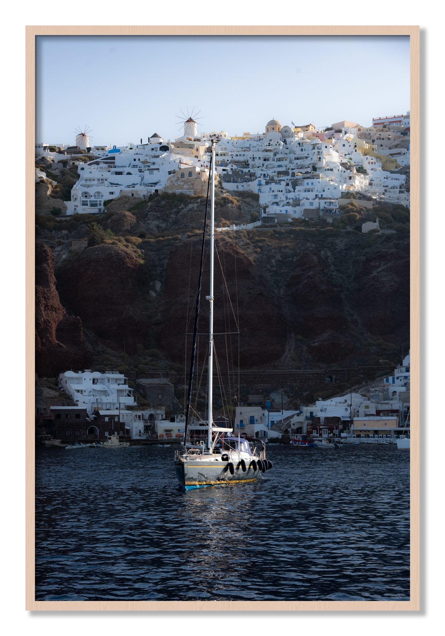 Framed photograph of Sailing In Greece by Dylan Ozanich, Maple frame, Full Bleed